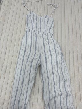 Abercrombie & Fitch White Jumpsuit with Blue Stripes